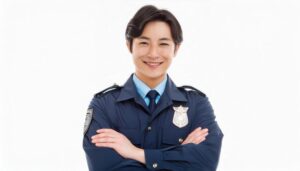 腕を組む警察官のポートレート