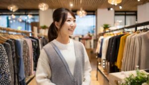 ショップで笑顔の女性