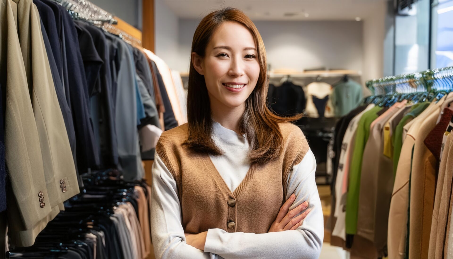 アパレルショップの笑顔のスタッフ