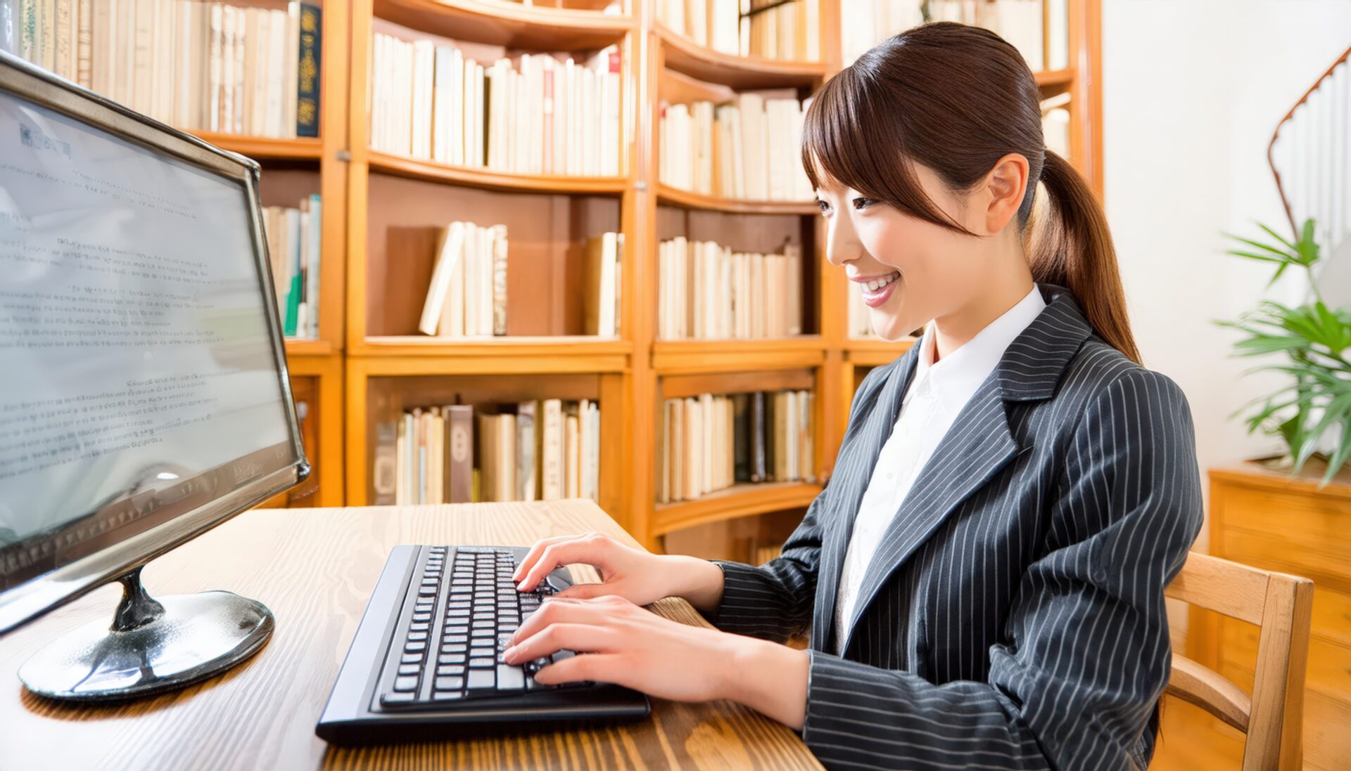 オフィスでパソコン作業をする女性