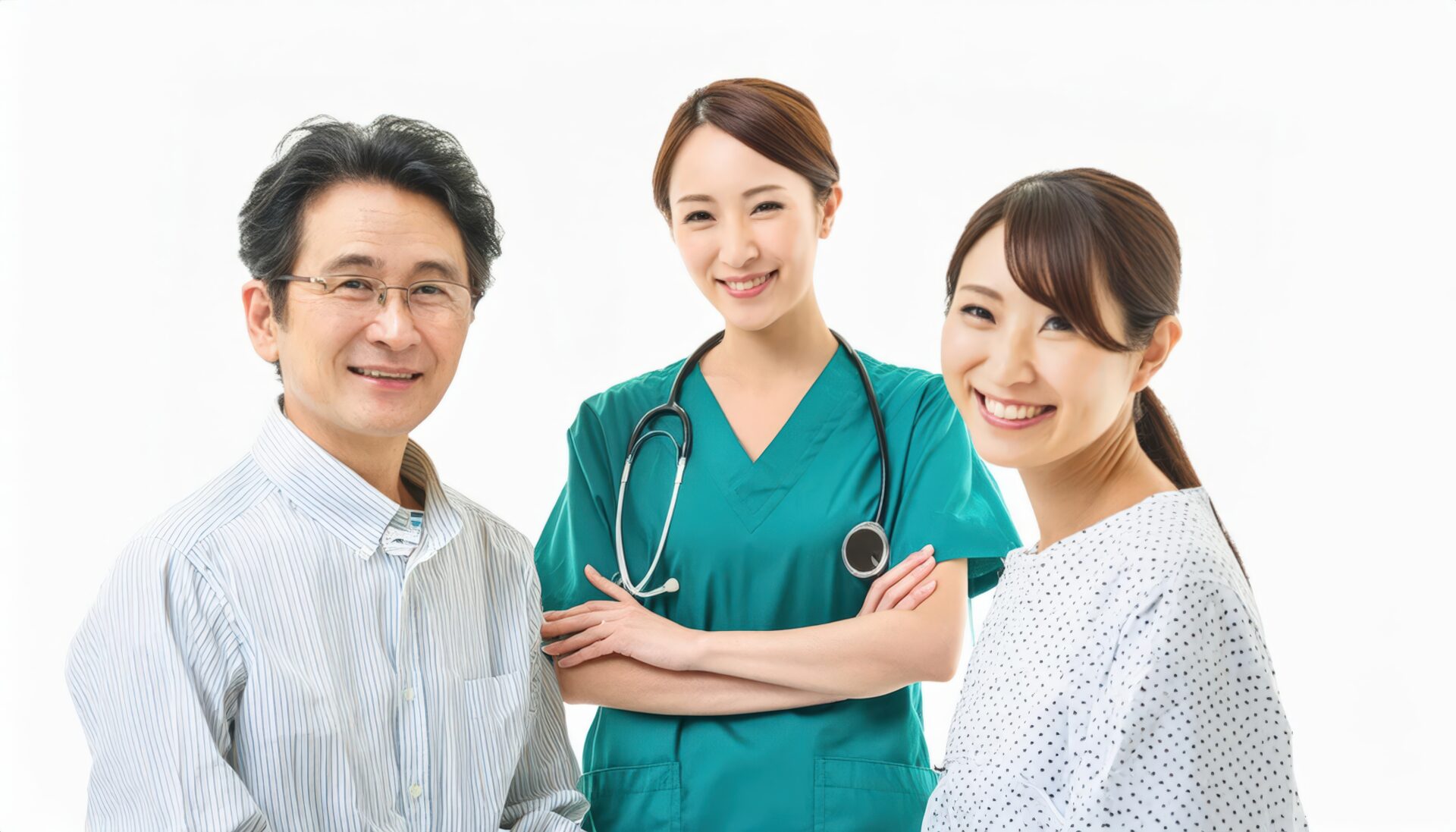 笑顔の看護師と患者たち