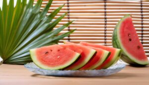 スイカを並べた夏の風景