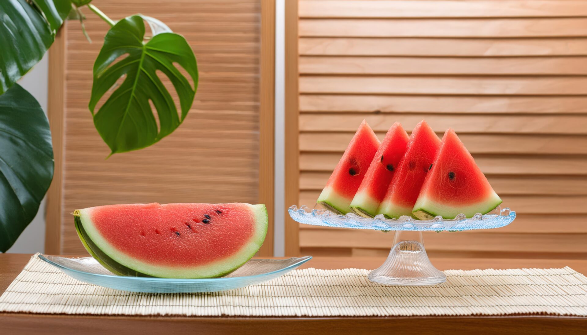 スイカの断面とおしゃれな夏のテーブル