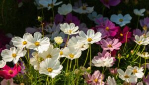 陰影のあるコスモスの美しい風景