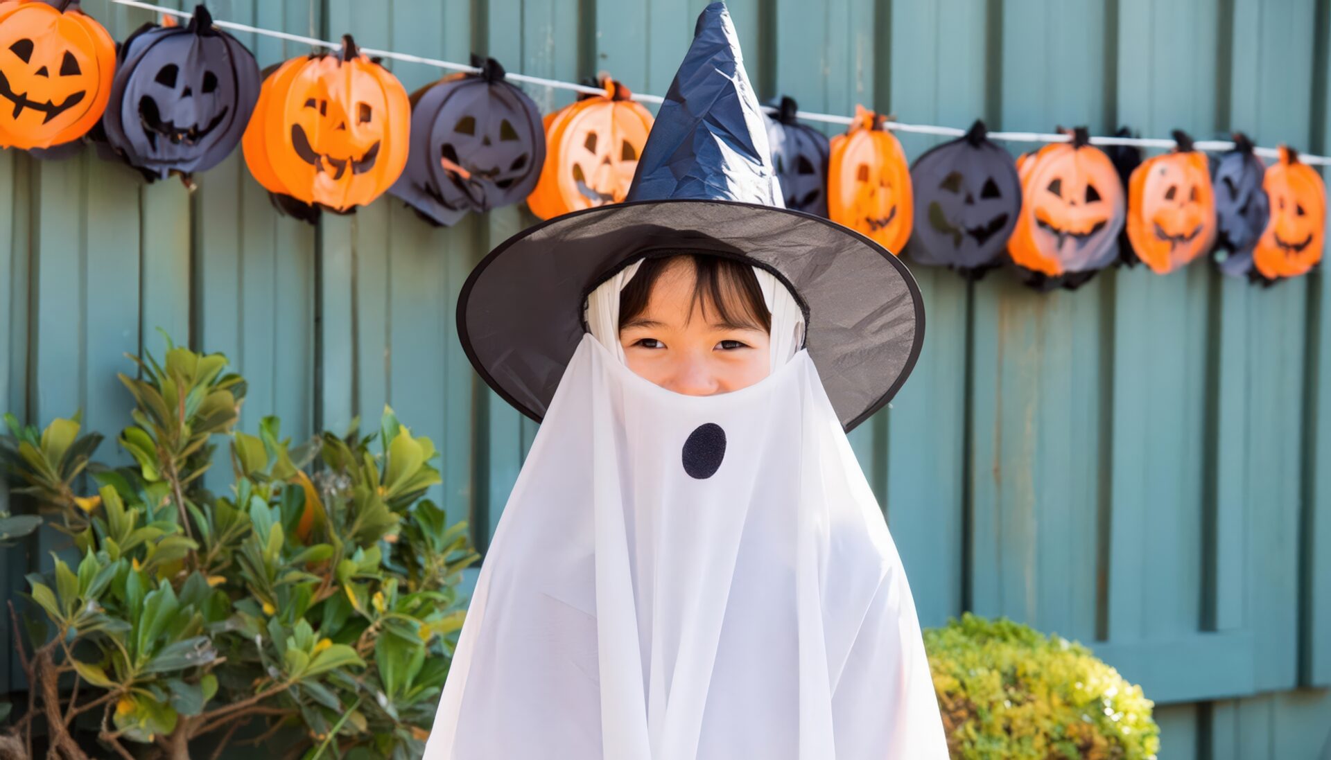 ゴーストの仮装をした子供のハロウィン