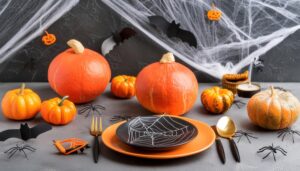 ハロウィンの食卓とカボチャの飾り