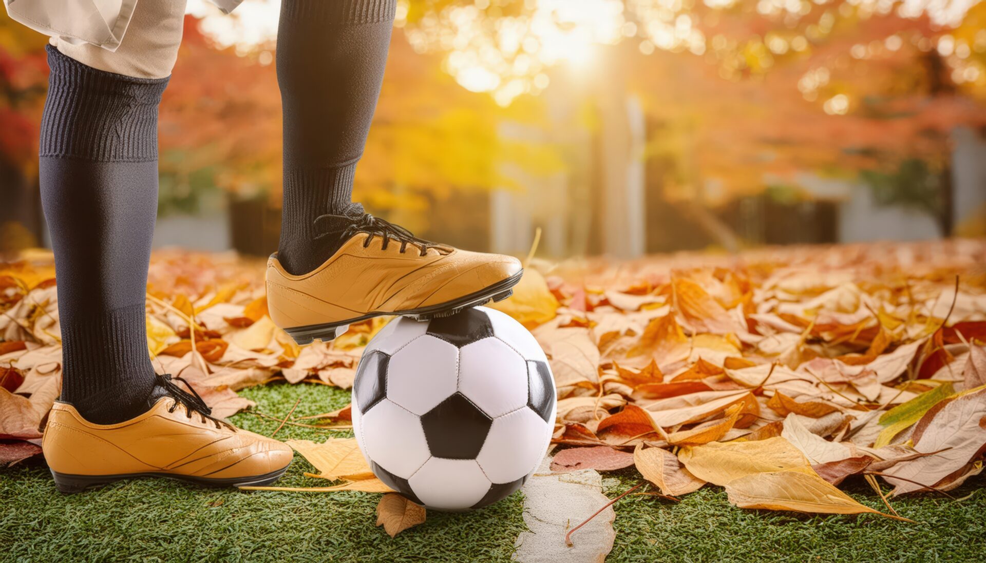 サッカーシューズとサッカーボールのクローズアップ