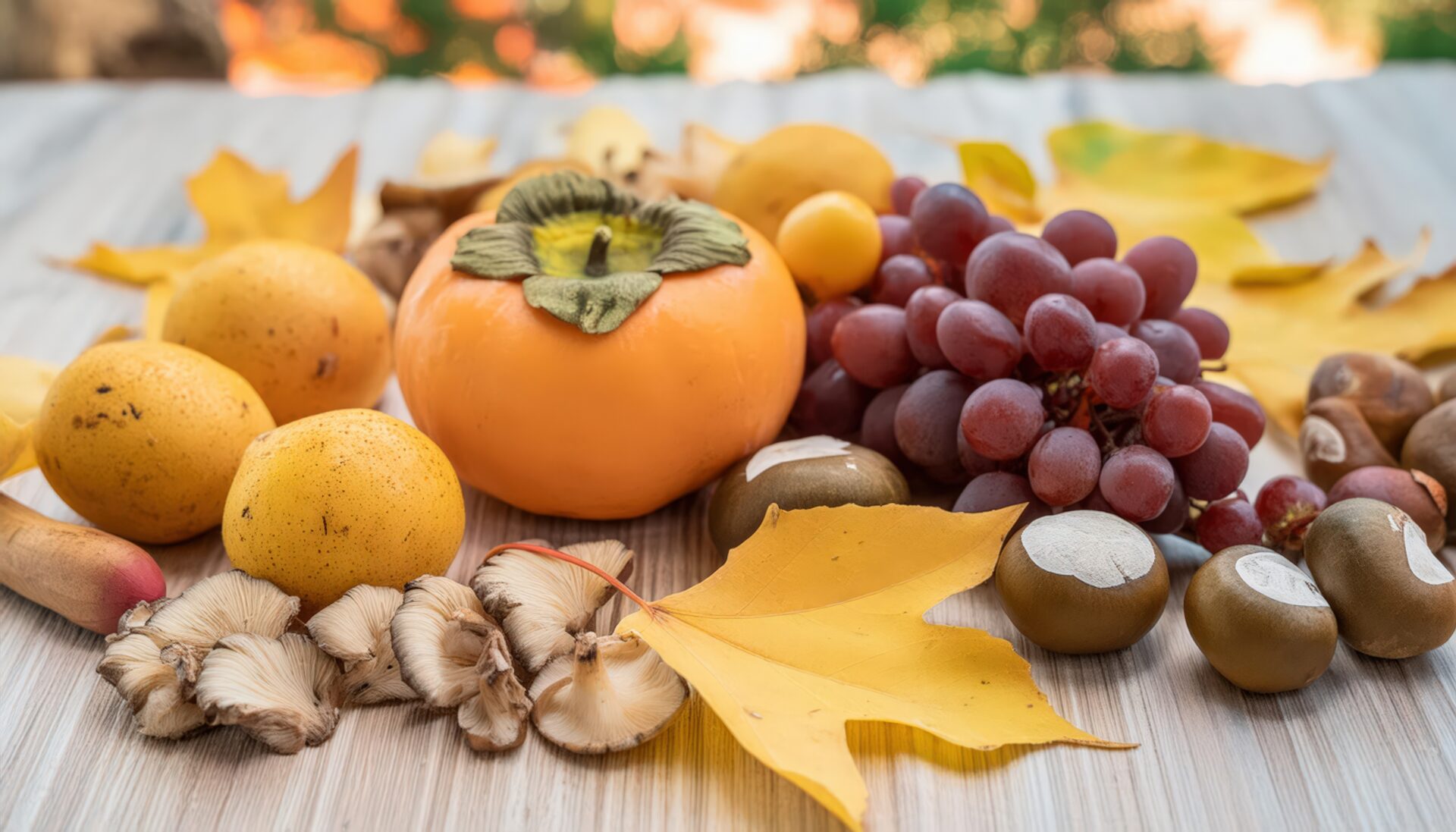 紅葉と果物の組み合わせ
