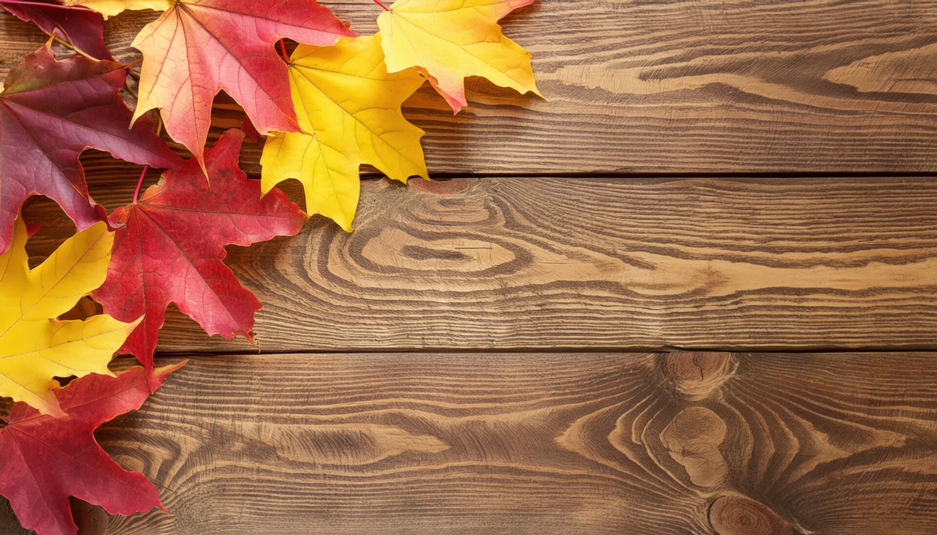 色鮮やかな落ち葉と木のテクスチャ