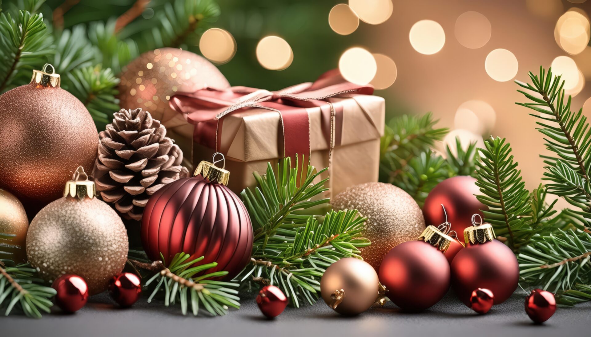 プレゼントとクリスマスの飾り