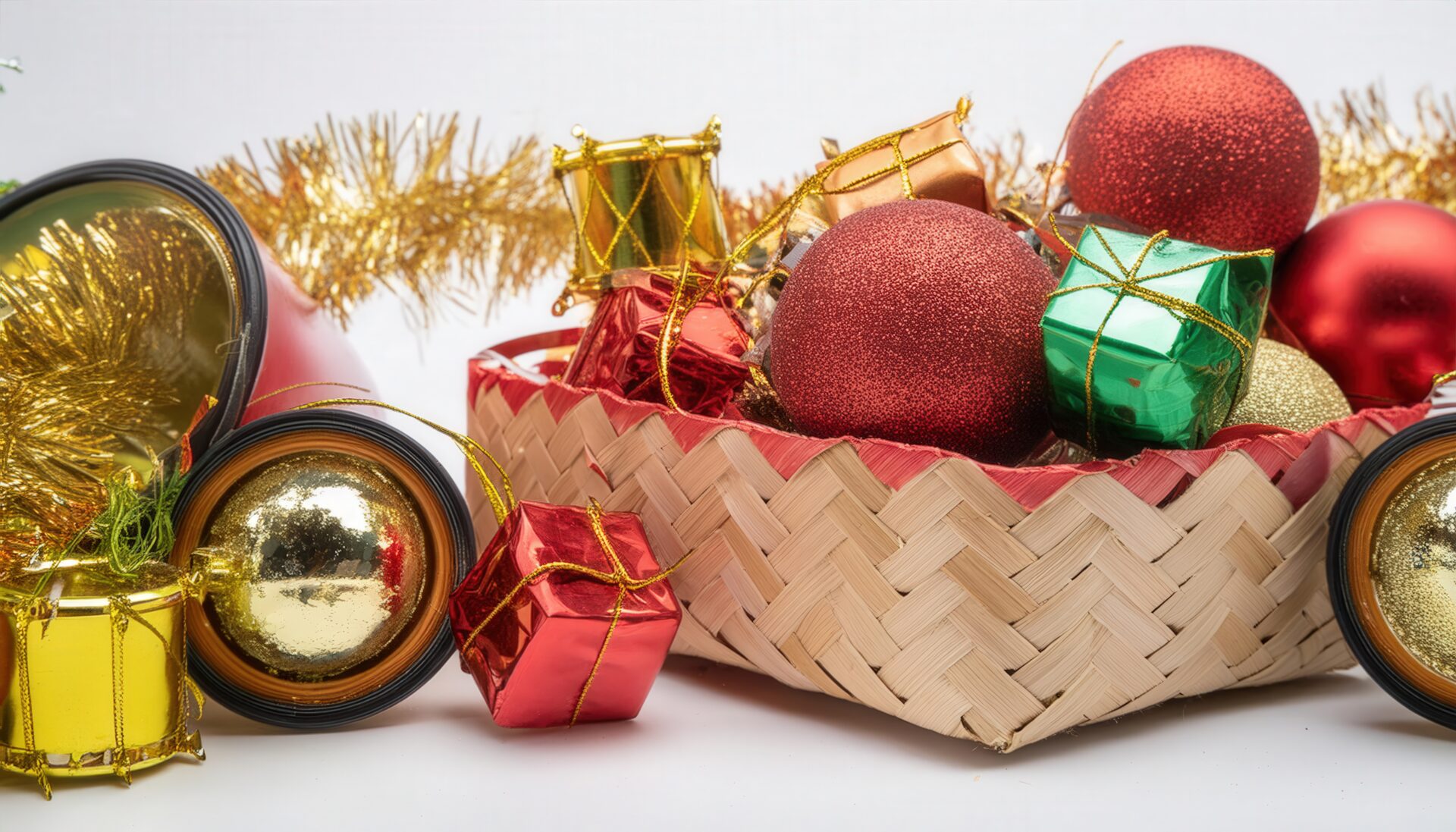 バスケットに入ったホリデーギフト