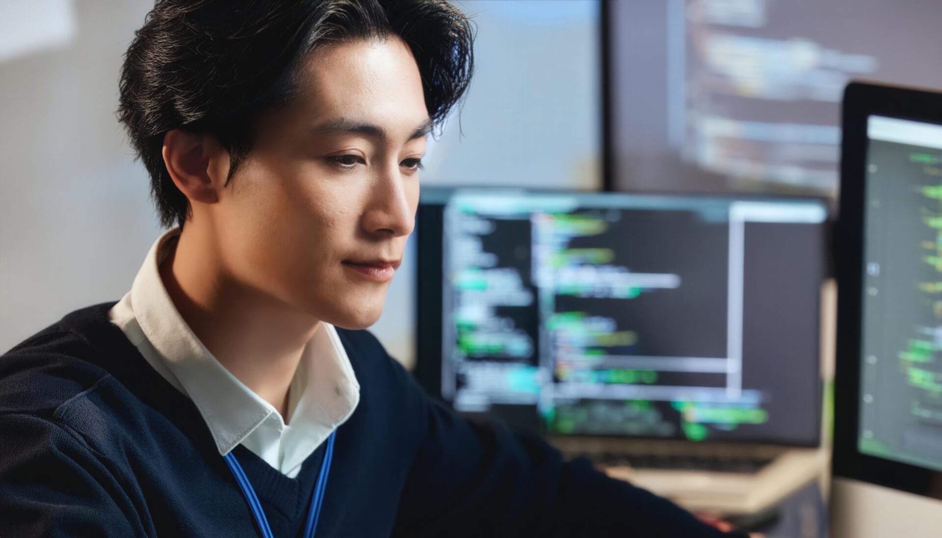 プログラミング中の若い男性エンジニア