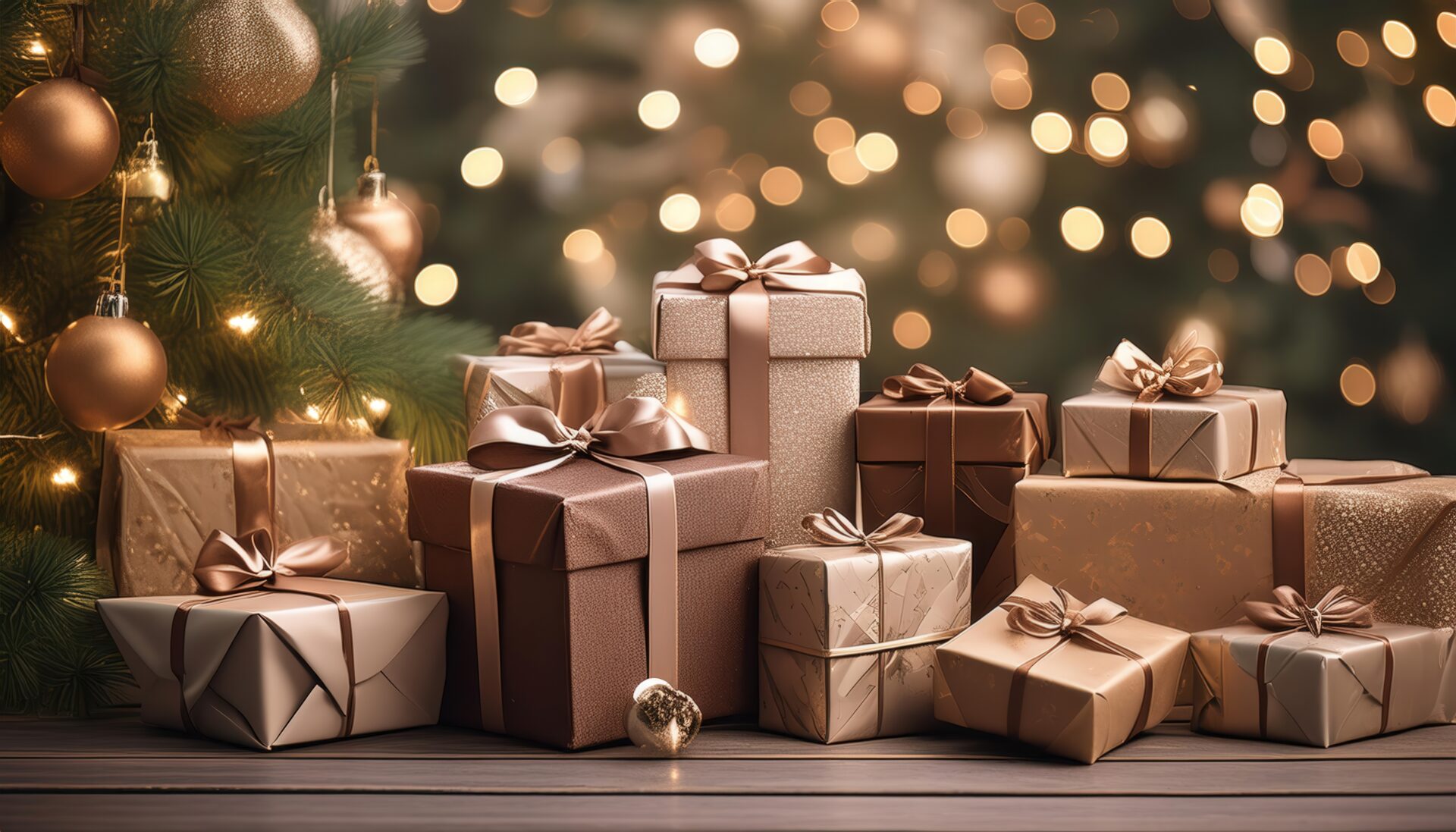 ギフトボックスとクリスマスツリー