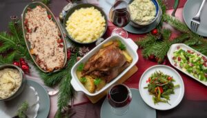 クリスマスの家庭的な食事