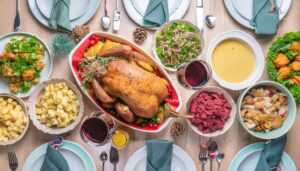 クリスマスの豪華な食卓