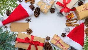 白い背景とクリスマスギフト