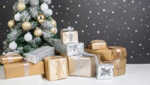 星柄の背景とクリスマスギフト