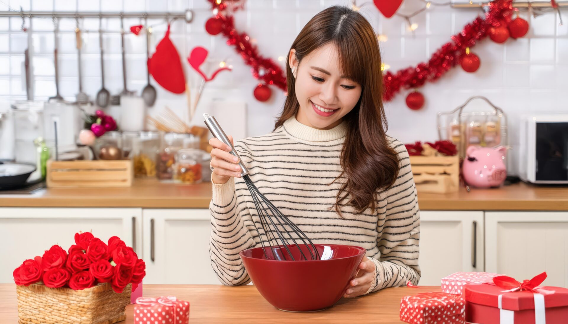 バレンタインの準備をする女性