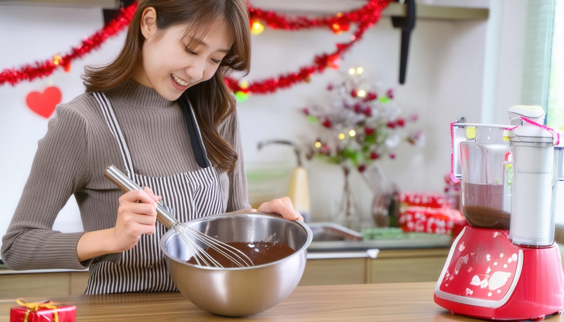 お菓子作りに集中する女性