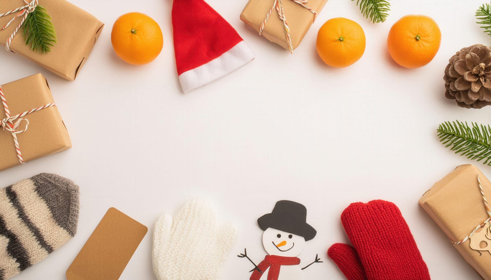 クリスマスの小物とプレゼントの背景