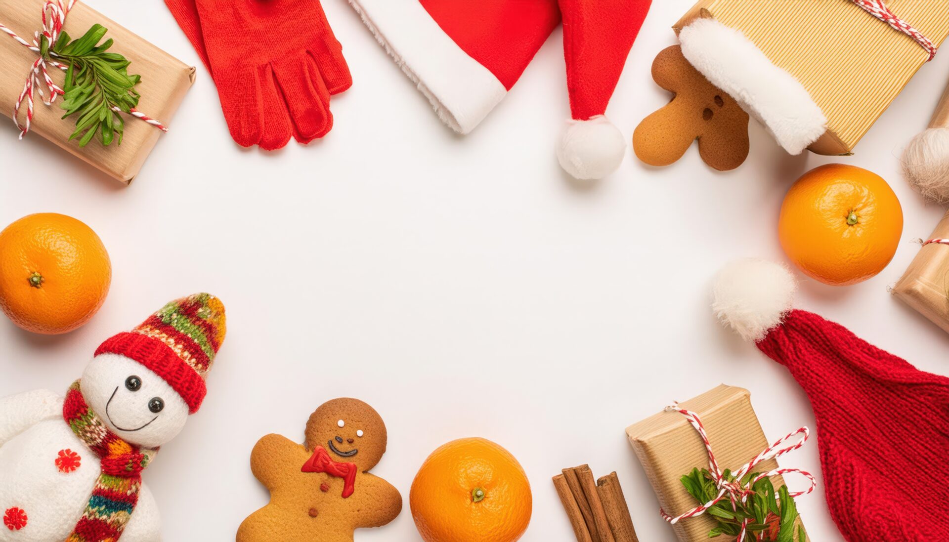 クリスマスオーナメントとギフトの配置