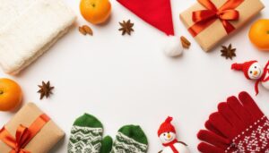 クリスマスの手袋と雪だるまの装飾