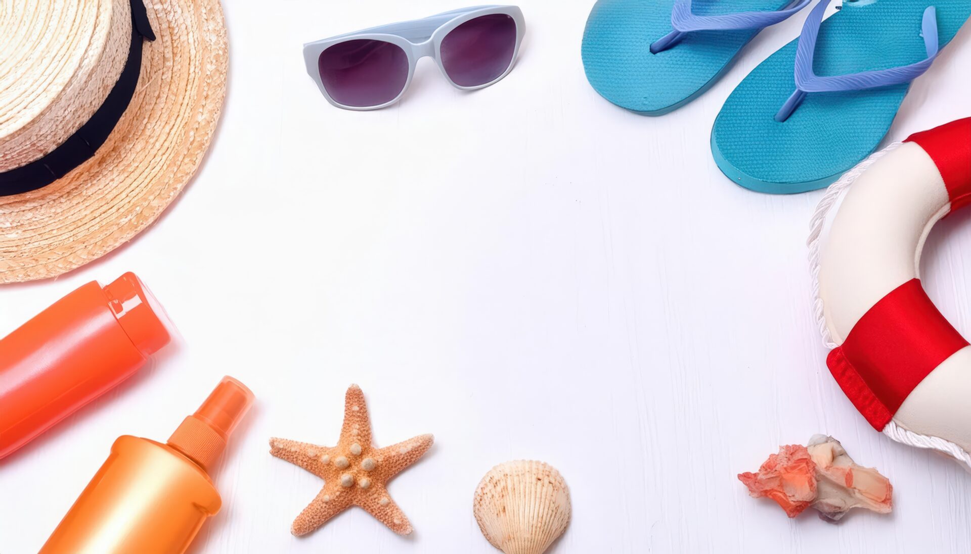 夏の海とビーチグッズの背景