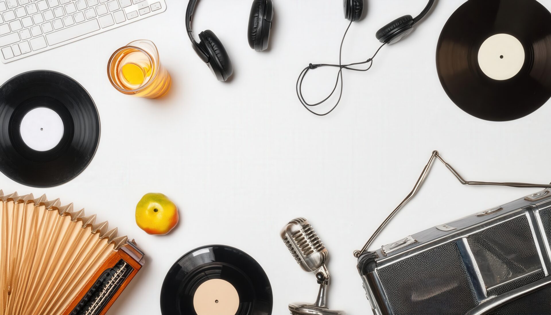 ヴィンテージレコードと音楽アイテムの背景