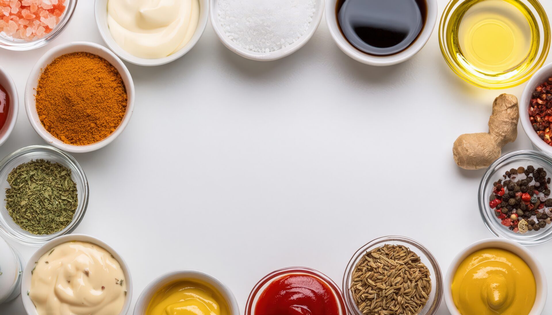 調味料とスパイスの美しい配置