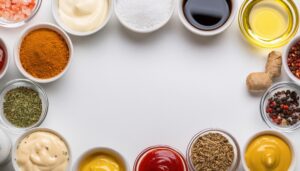 調味料とスパイスの美しい配置