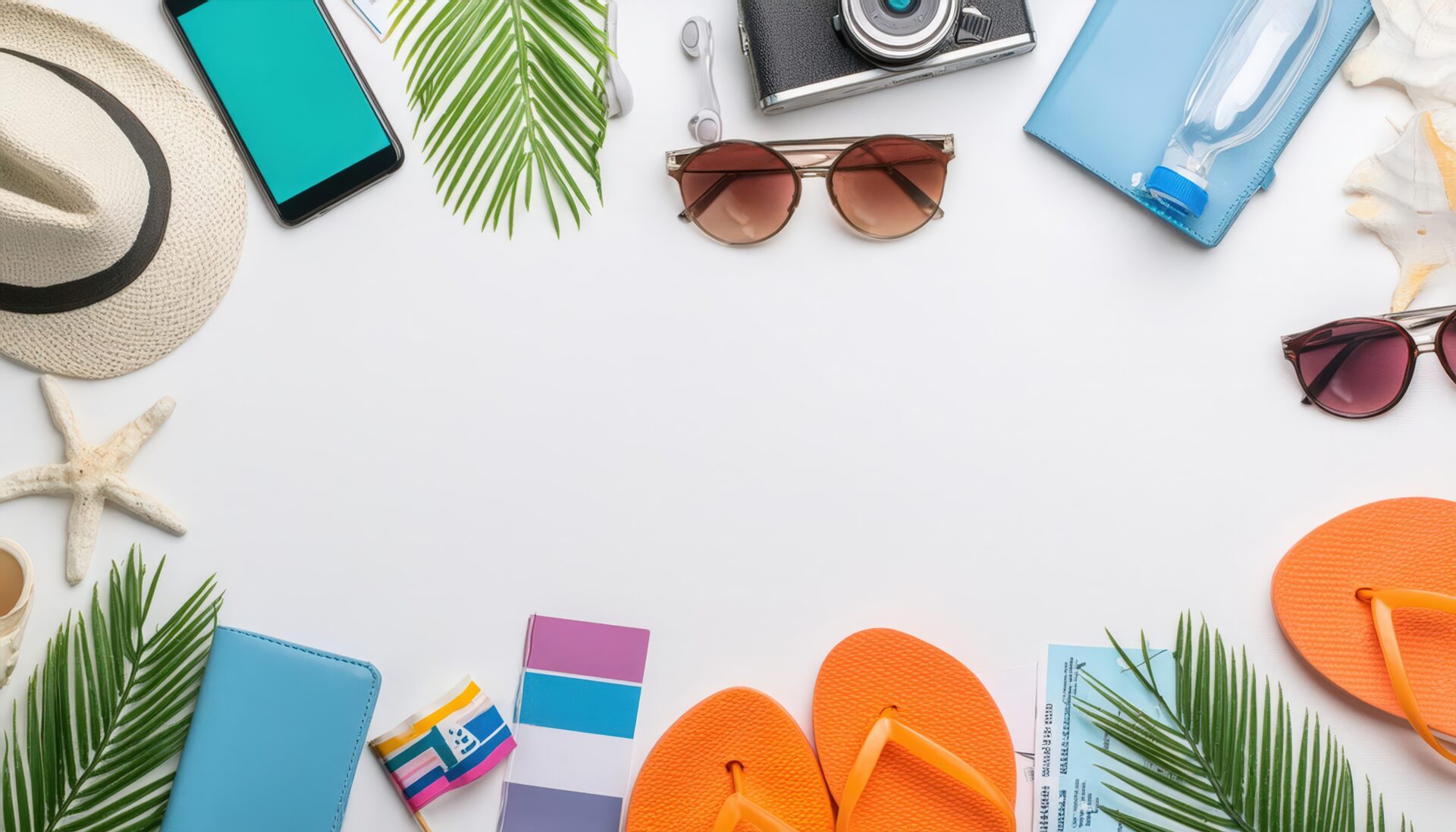 旅先への準備をした夏のアイテム配置