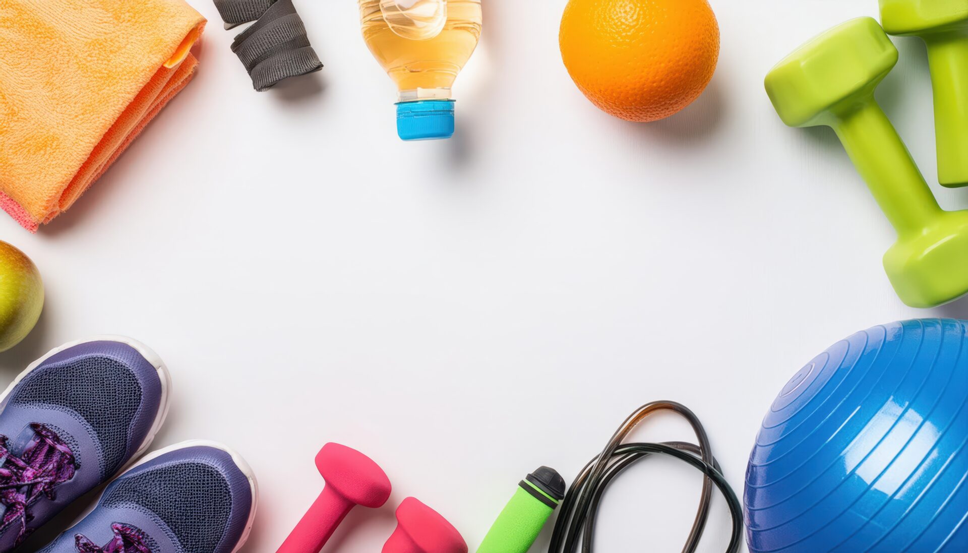 トレーニングアイテムとオレンジを含む配置