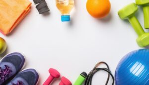 トレーニングアイテムとオレンジを含む配置