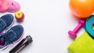 フィットネス用具とアップルの配置