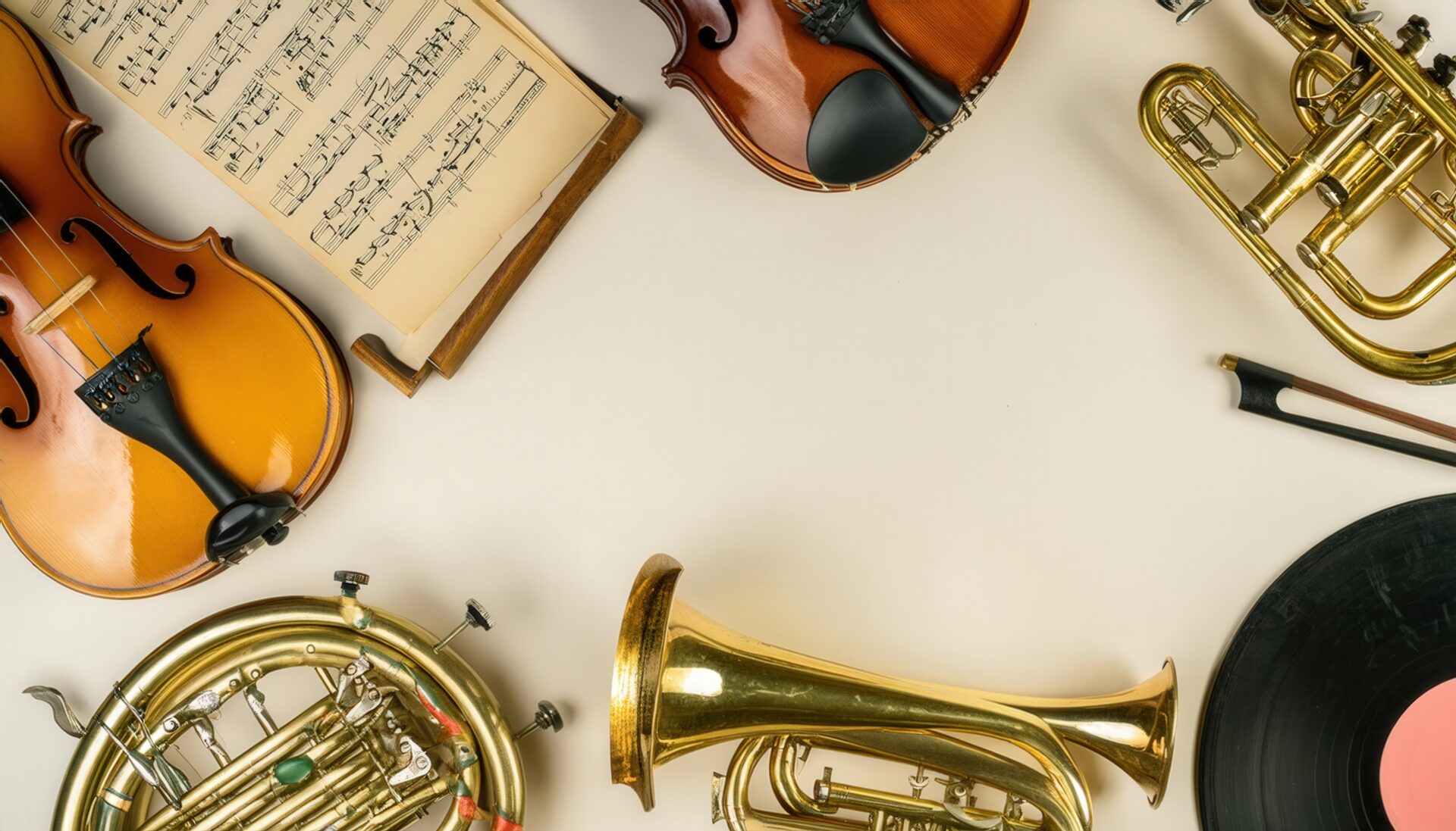 音楽楽器と楽譜の配置