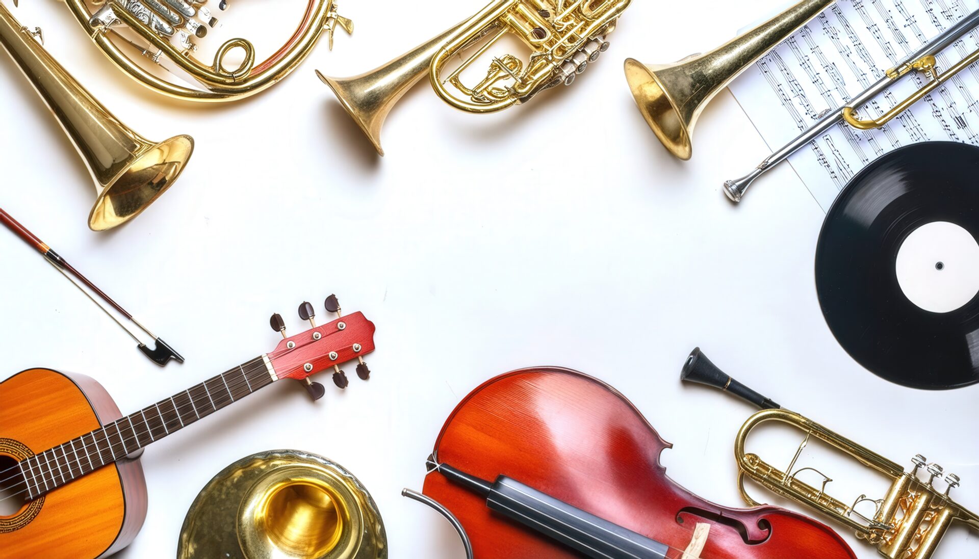 各種楽器と譜面の配置