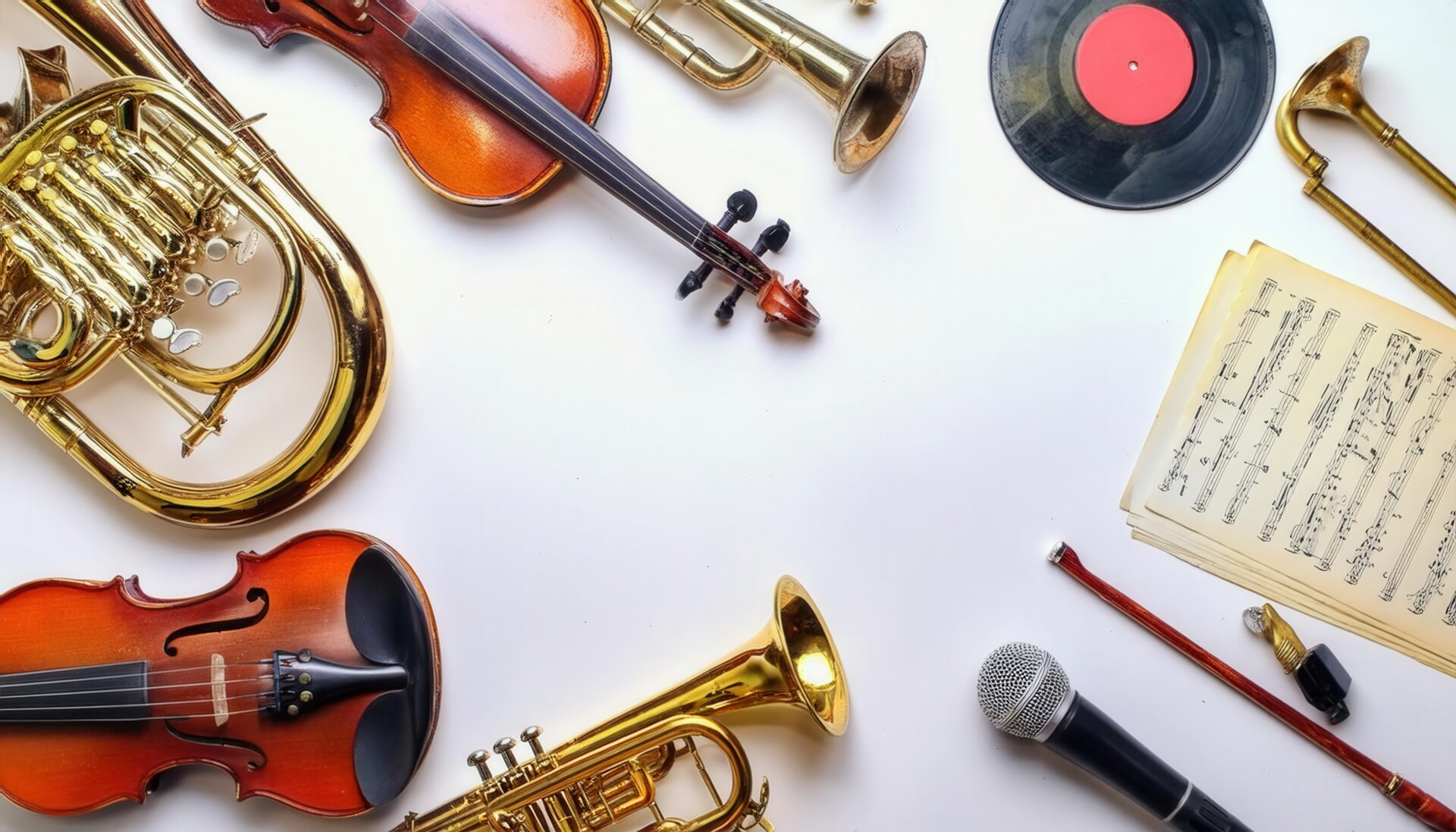 楽器とマイクを含む音楽の配置