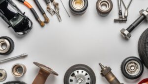 自動車部品と工具の配置