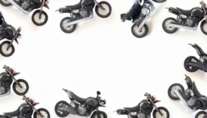 黒いバイクが並ぶミニチュアレイアウト