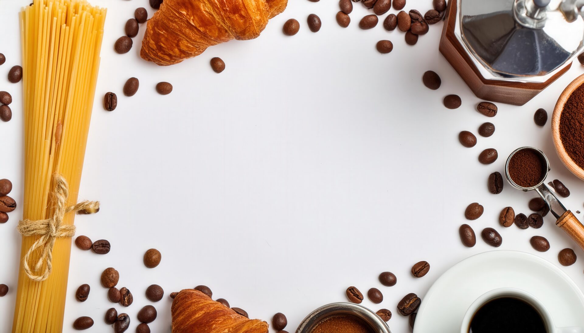 クロワッサンとスパゲティのユニークな朝食