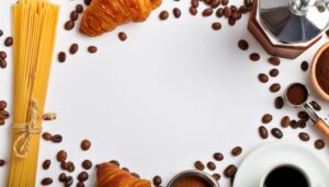 クロワッサンとスパゲティのユニークな朝食