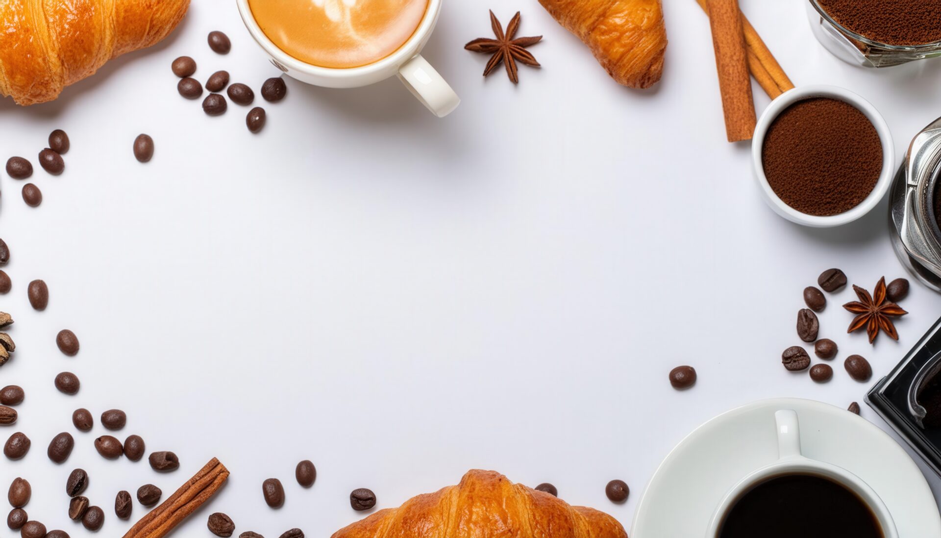 カプチーノとクロワッサンの優雅な朝