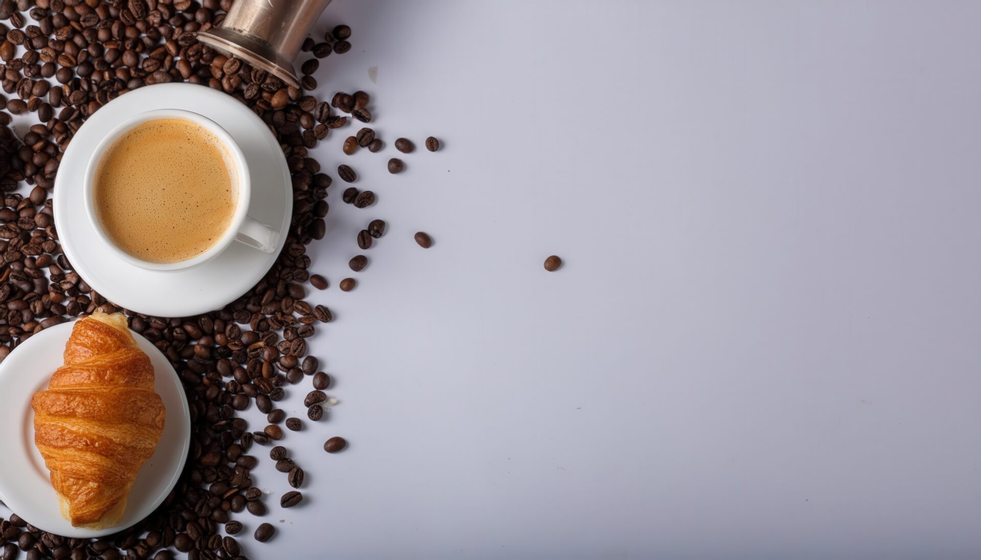 シンプルなエスプレッソとクロワッサン