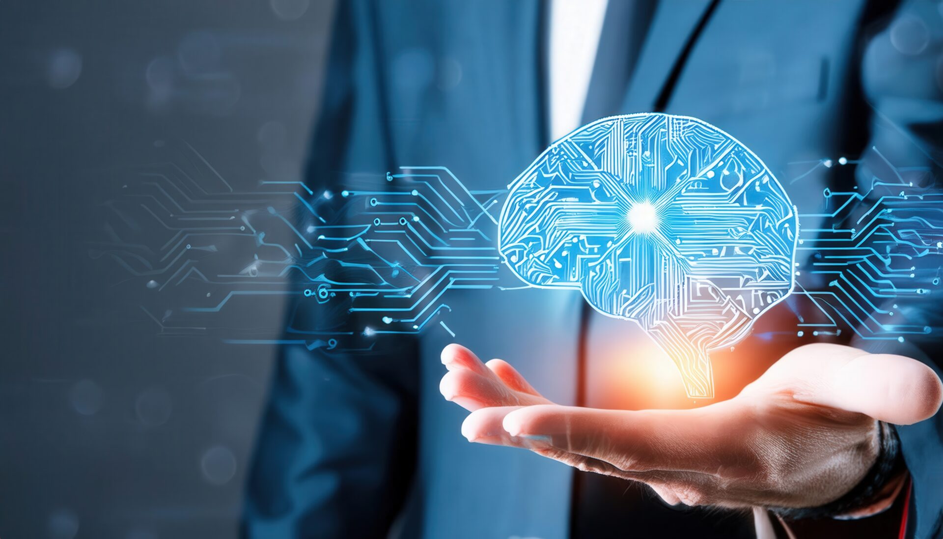 手の上に描かれたデジタルブレイン