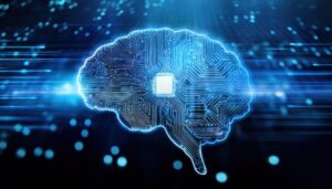 人工知能と電子回路の脳イメージ