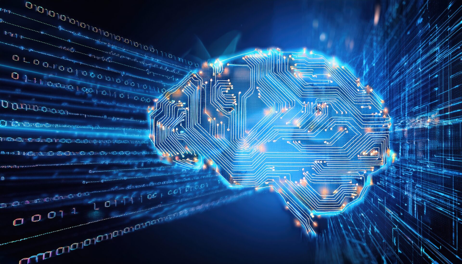 デジタル回路が組み込まれた青い脳