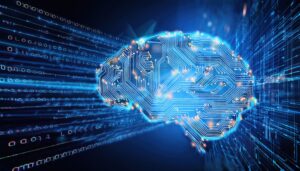 デジタル回路が組み込まれた青い脳