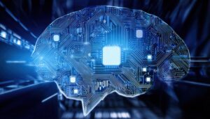 電子回路とプロセッサが表現された脳