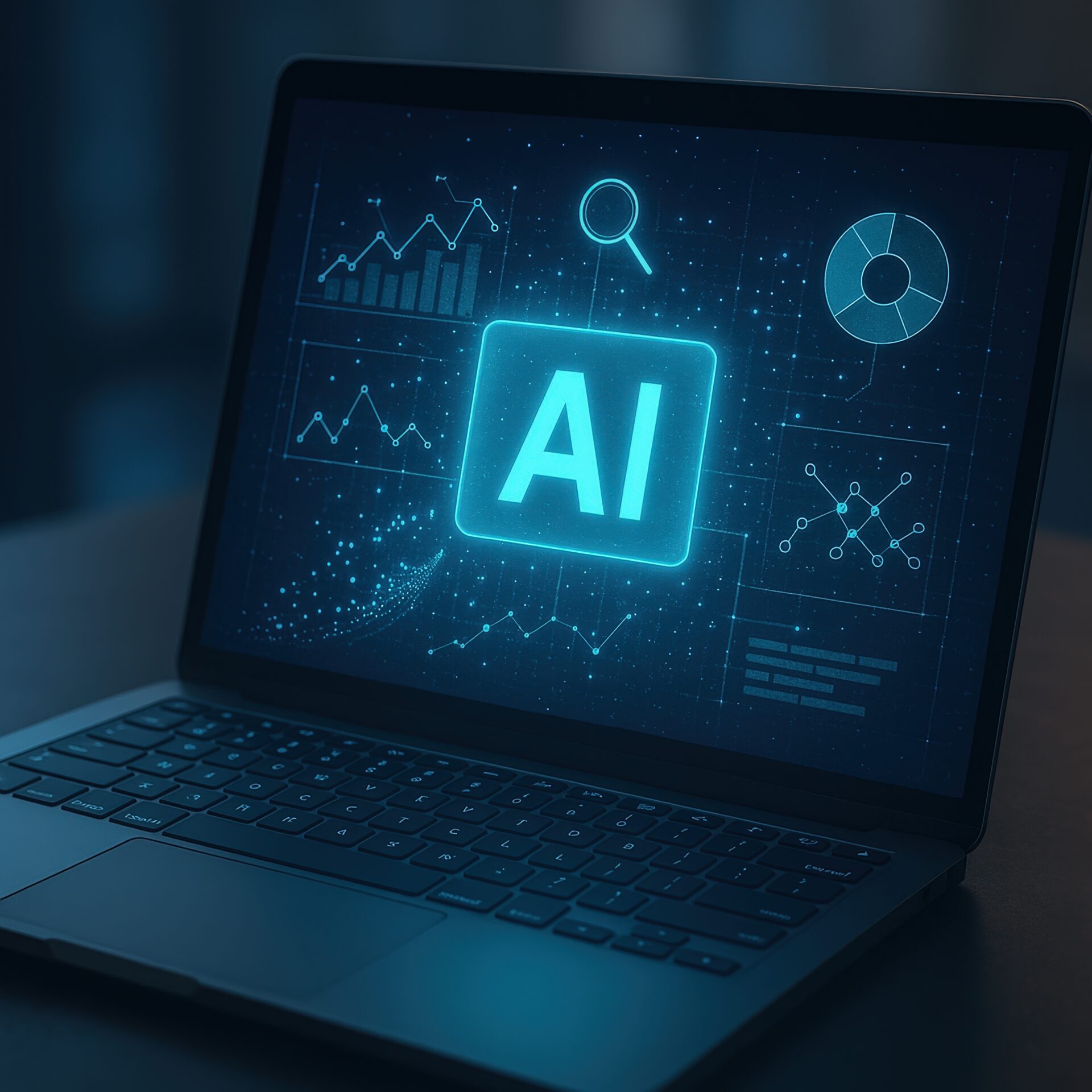 データ解析中のAIディスプレイ