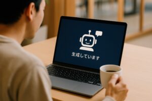 AI生成中のパソコンを見る人物